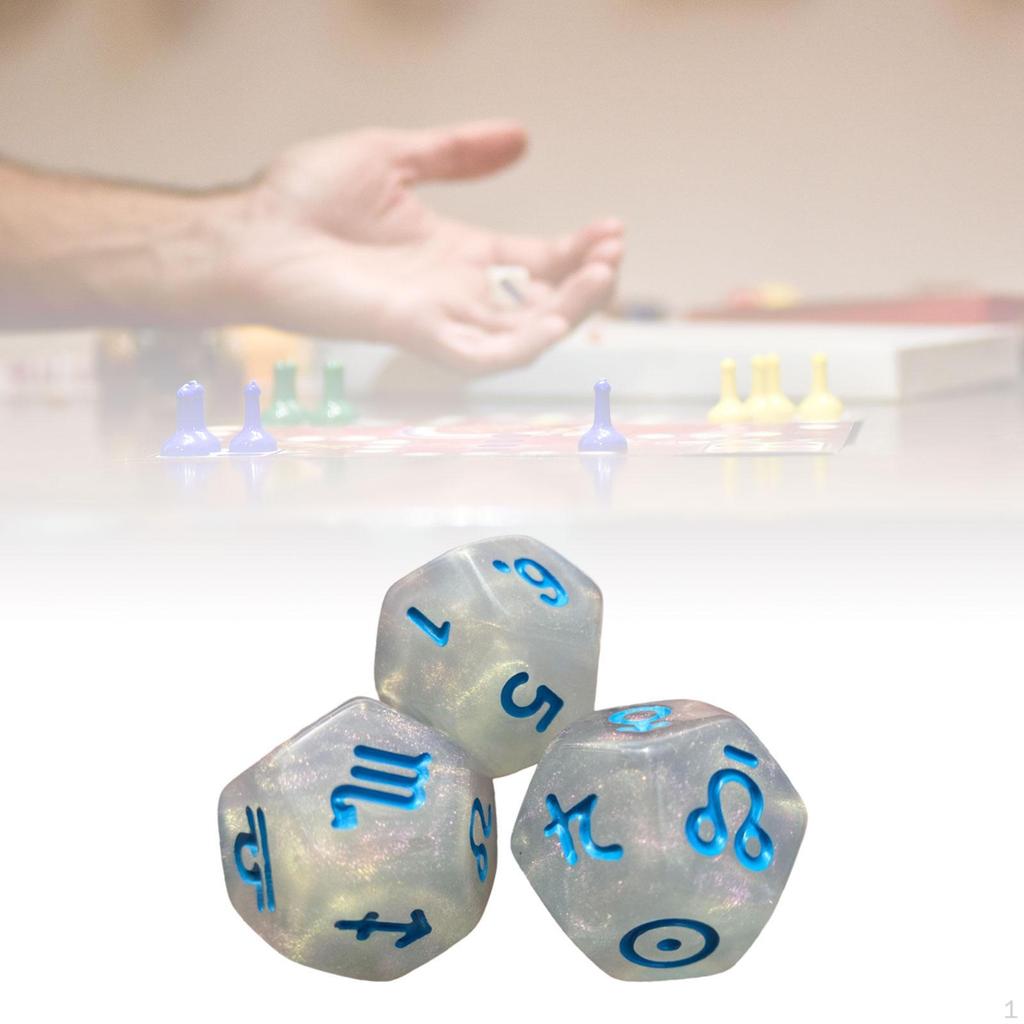 3 Pack of D12 Polyhedral Dice for Games And Learning