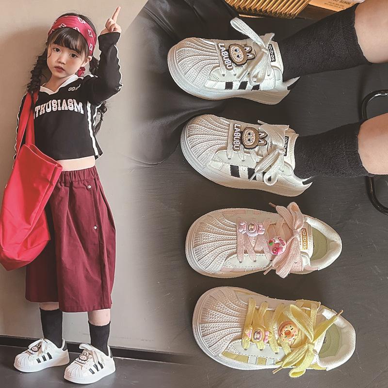 Girls Shell Head Board Shoes 2025 Spring and Autumn New Boys Sports Shoes Students White Shoes Children Soft-soled Casual Shoes