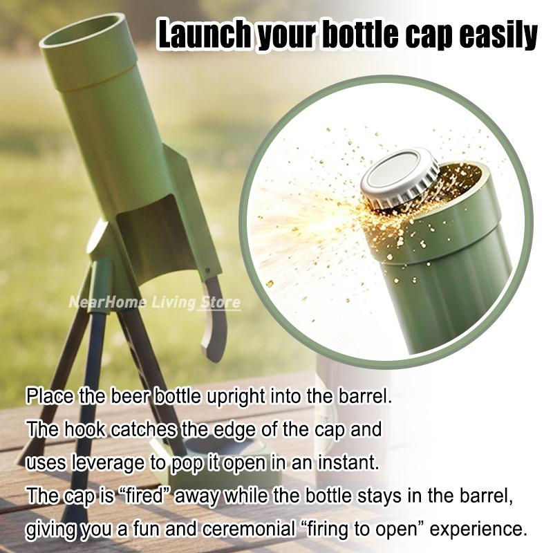 Mortar Style Beer Bottle Opener Creative Cap Launcher 330/500ML Eco-Friendly Bar Decor for Men Dad Camping Travel