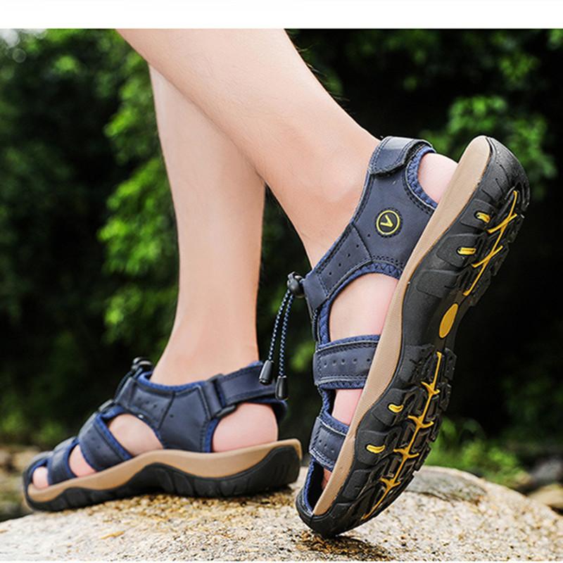 male Sandals summer leather sandals man beach and outdoor sandals casual summer shoes boy anti-slip man sandals plus size 38-48