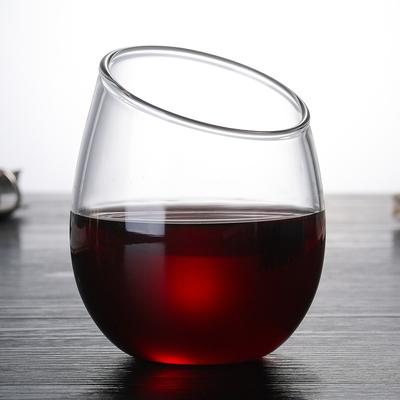 High Borosilicate Oblique Glass, Fashionable Shape, Juice Cup, Large Capacity Creative Red Wine Glass, High Temperature Resistant Glass