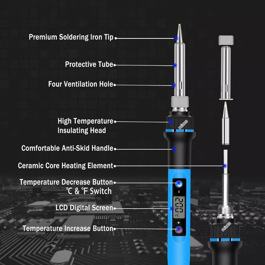 Electric Soldering Iron 80W Welding Gun Tool Kit Heat Pencil Repair Tools Adjustable Temperature Replaceable Soldering Iron Head