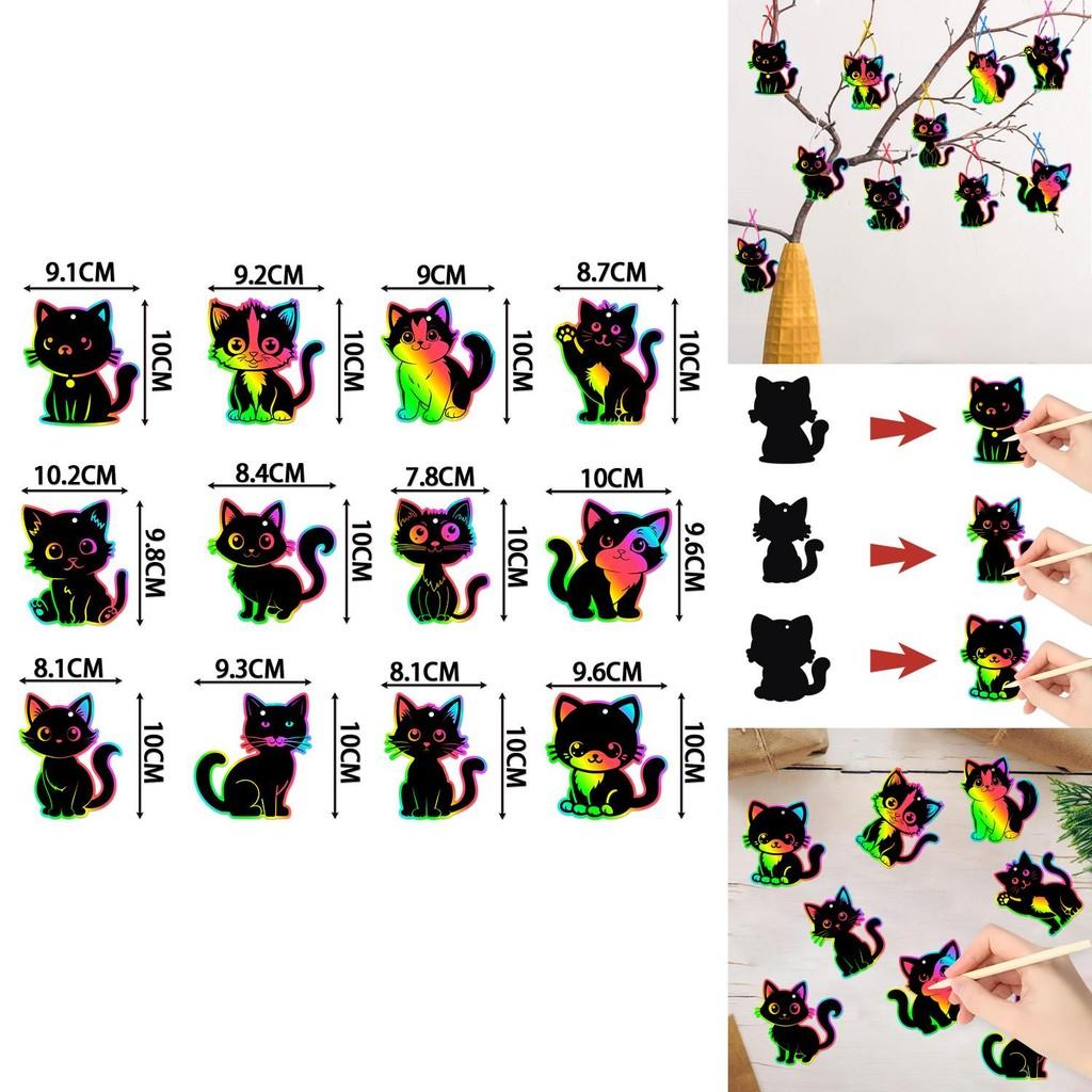 Katzengeburtstagsparty Deko Rubbelkarten-Set mit buntem Finish und DIY-Aufhängung für Kinderfeiern