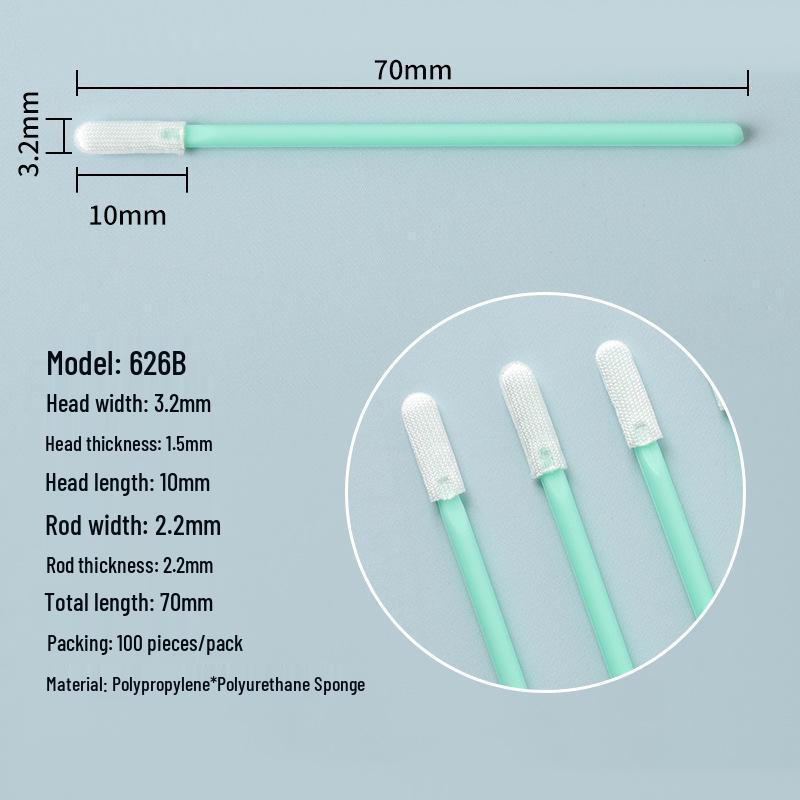 626B Tozsuz Sünger Çubuklar - Tarayıcılar ve Mikro Cihazlar için 100 Düz Yuvarlak Başlı Temizleme Çubuğu
