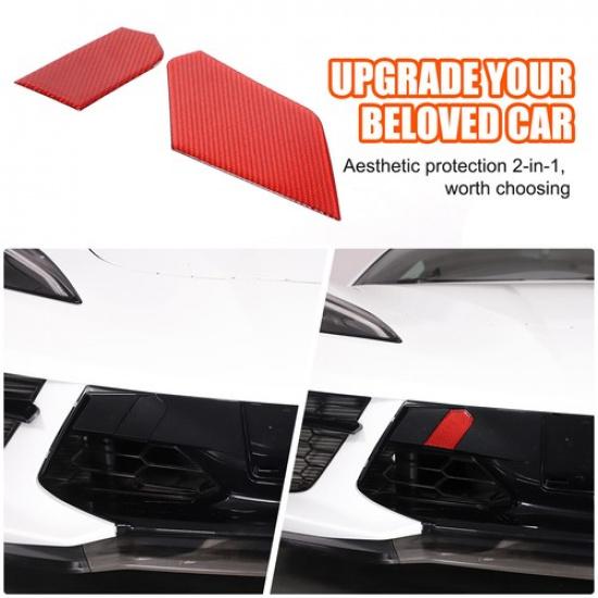 Red Carbon Fiber Car Door Radar Cover Trim Sticker For For Corvette C8 20-25