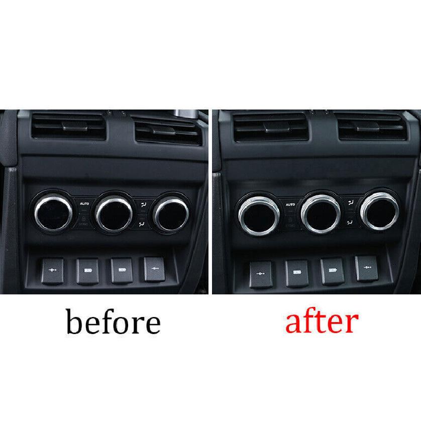 Fit For Defender 110 - Silver Aluminum Rear AC Knob Ring Cover Trim 3pcs