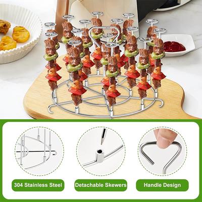 LMETJMA Soporte para Brochetas para Freidora de Aire Acero Inoxidable Rejilla para Brochetas para Freidora de Aire Soporte para Brochetas para Cocina Asar Pollo Carne Barbacoa