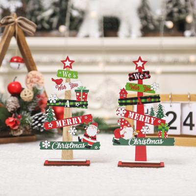 Mini Christmas Tree Tabletop Decor Wooden Holiday Display for Desktop Festive Scene Setting Accessories with Seasonal Atmosphere