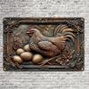 2d Flat 30*20cm, Contemporary Wooden Wall Art, Mother Hen with Eggs, Suitable for Home, Kitchen, Farm, Restaurant, Decorative Wall Poster.