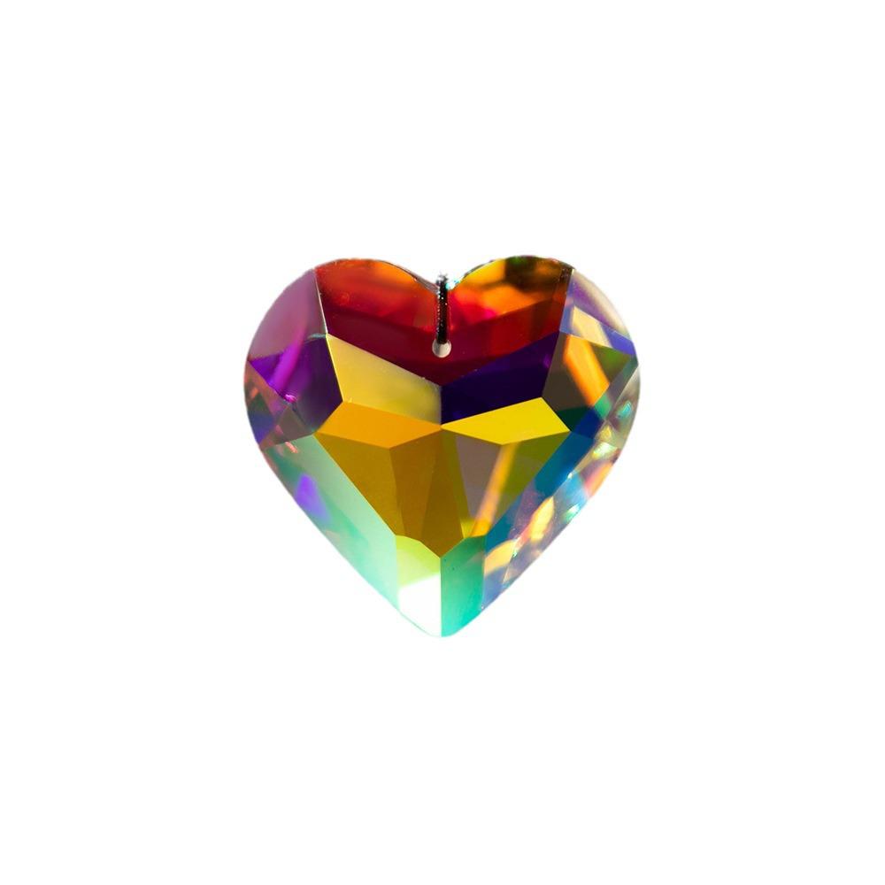 Seven-Color Crystal Glass Heart Ornament for Christmas Tree and New Year Decoration
