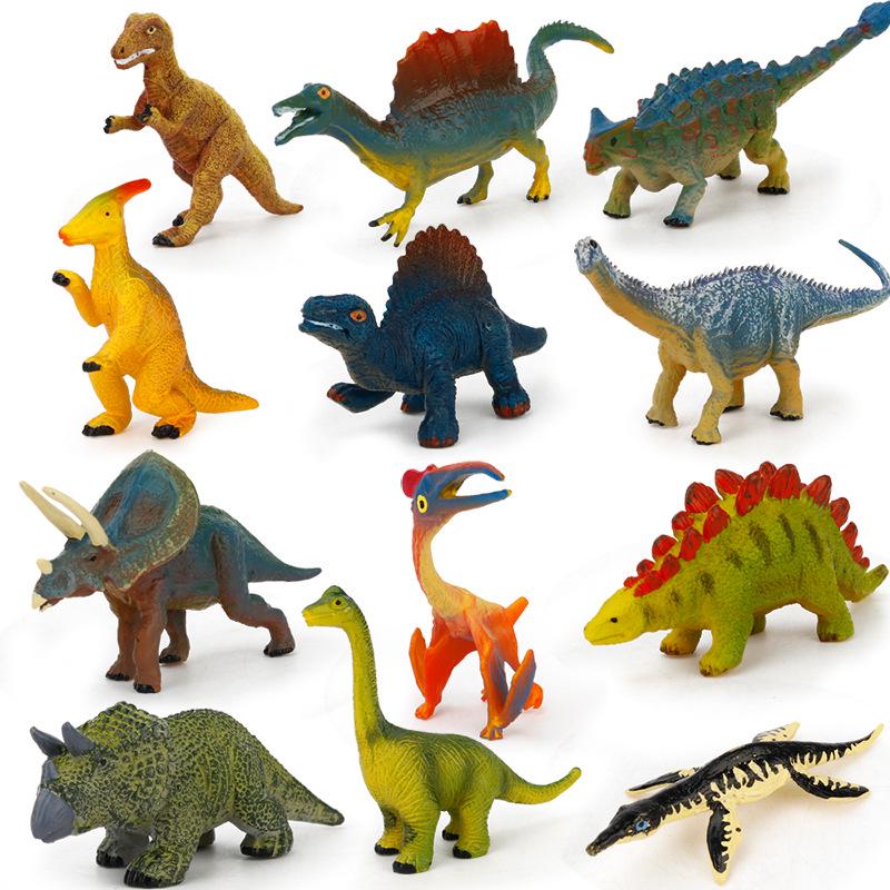 Children's Educational Learning Cards: 12 Types of Hand-Painted Dinosaur and Marine Animal Models
