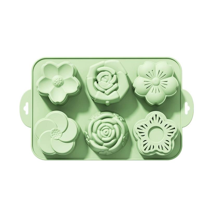 Blumen-Silikonform, 6 Hohlräume, verschiedene Blumenformen, Backformen zur Herstellung von Schokolade, Kuchen, Gelee, hausgemachter Seife, Badebomben