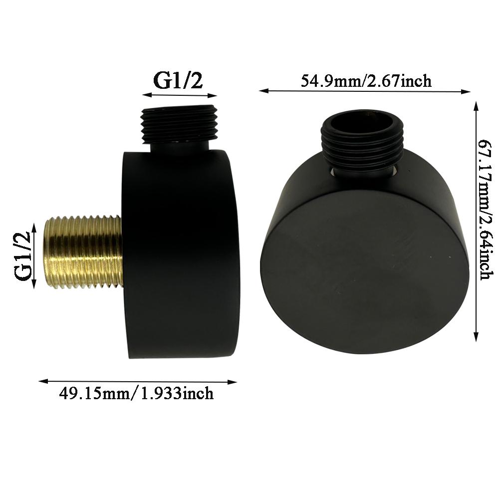 Bathroom G1/2 Shower Hose Connector Round Wall Union Supply Elbow Outlet Spout Wall Mounted,Brushed Nickel