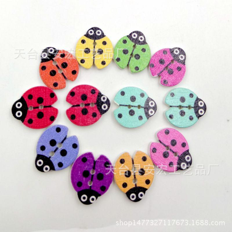 

Cartoon Animal Ladybug Wooden Buttons for Kids DIY Clothing, 50 pcs