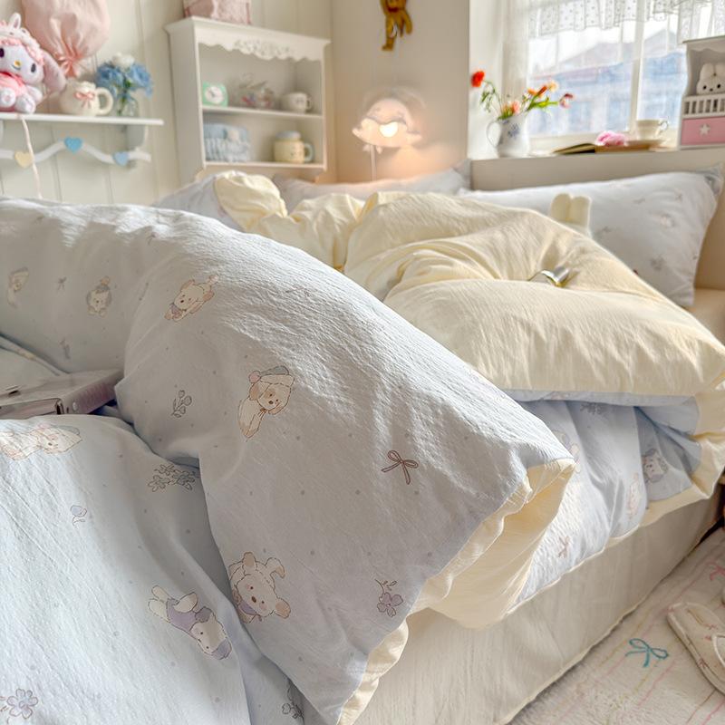 Pure Cotton Cloud Feel Double Layer Dormitory All Cotton Wood Cotton Quilt Cover Soft Breathable Durable Bedding Essential