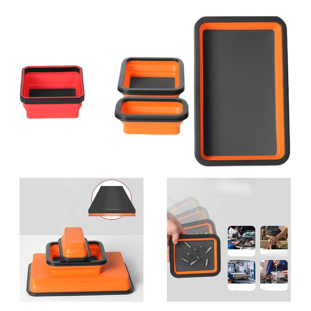 Foldable Magnetic Parts Tray Flexible Practical Multipurpose Silicone Magnetic Tool Tray for Nuts Small Metal Parts Screws Bolts