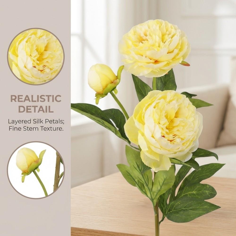 Real Touch Artificial Peony Flower 3 Heads Cotton Rose Fake Flower  Wedding Party