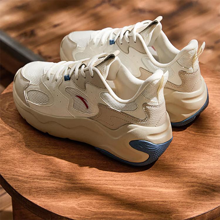 Anta Slip Resistant Abrasion Resistant Low top Casual Shoes Men's White Beige Blue 112518811-1