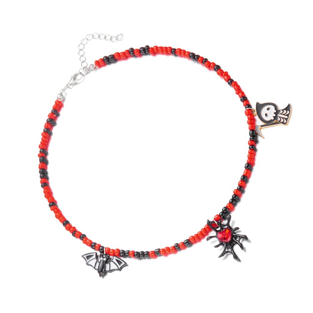 Festive Halloweens Necklace Featuring Spiders Designs Alloy Chain With Crystals Embellishments for Costume Accessories