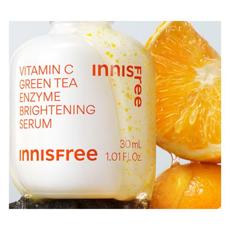 Innisfree Vitamin C Green Tea Enzyme Brightening Capsule Serum Set 30ml + 10ml Dark Spot Care
