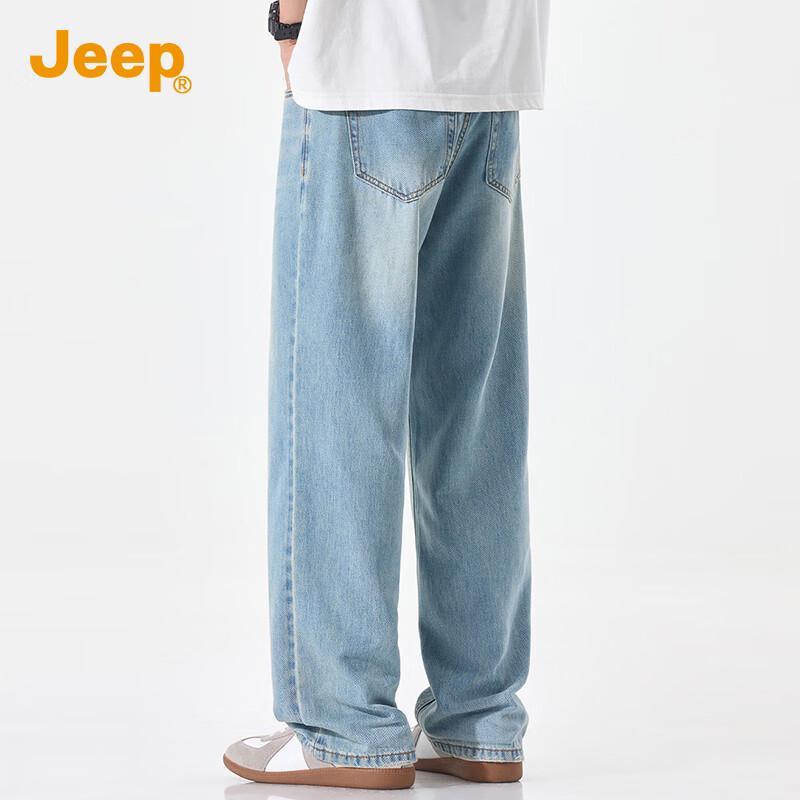 JEEP Men's Lyocell Blend Summer Straight-Leg Denim Jeans