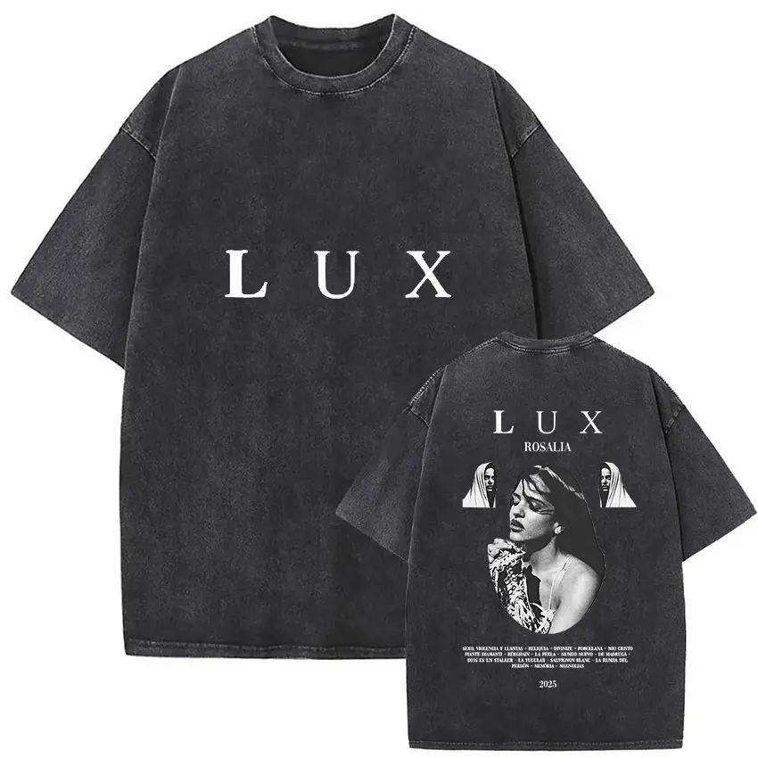 Harajuku Vintage Kleidung Vintage Gewaschen Rosalia Lux Tour 2025 T-Shirt Harajuku Ästhetik Übergroße T-Shirts Unisex Tägliche Kleidung Cooles Oberteil