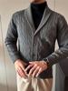 Men's High-End Cable Knit Cardigan Sweater - Light Luxury Old Money Style for Autumn and Winter.