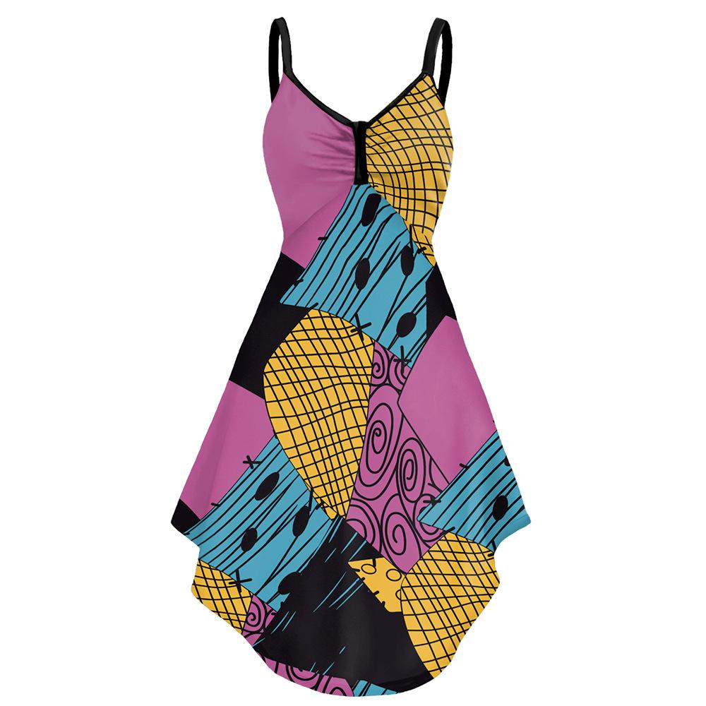 Adult Women Digital Printing Dress Halloween Cosplay Costumes School Stage Drama Show Performance Role Play Outfits