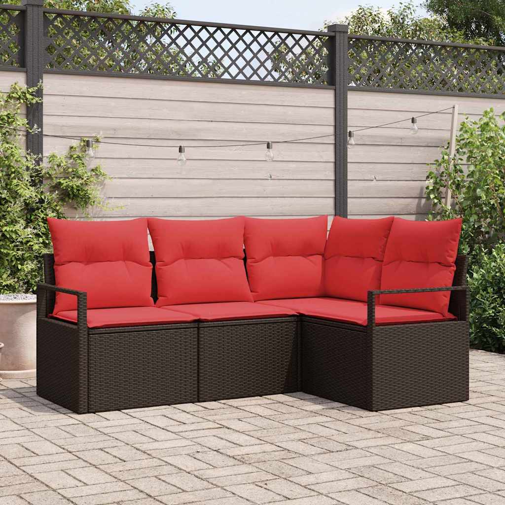 4 Piece Sofa Set in Brown Poly Rattan