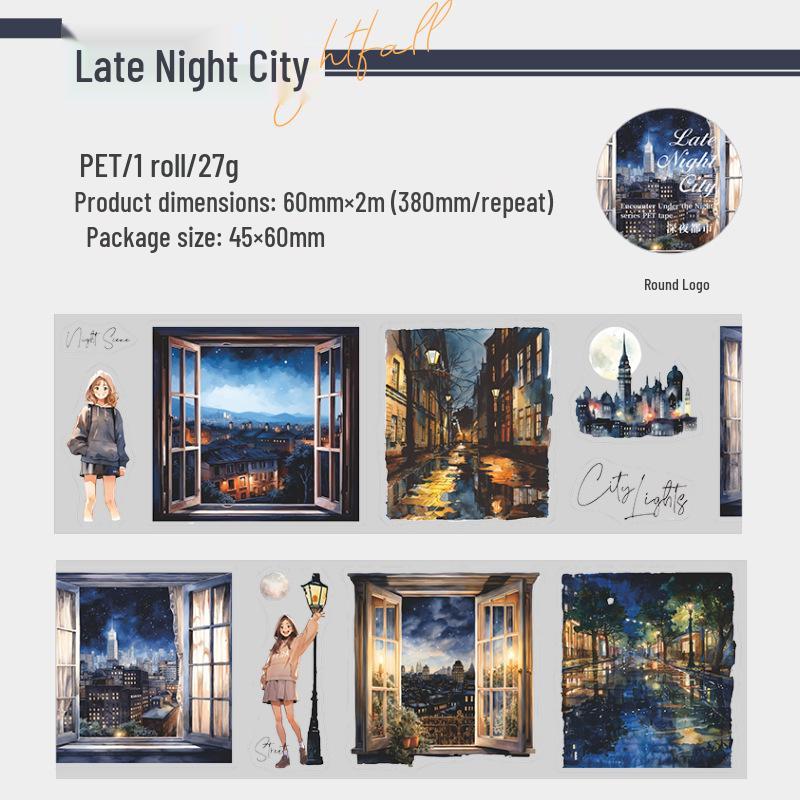 Ketchup Girl PET Die-cut Tape: Nightfall Encounter Series - 6 Scenic Night Themes