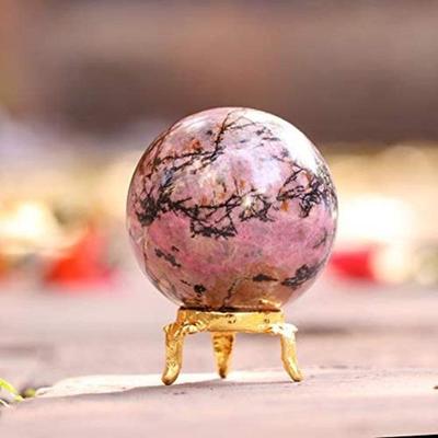 Crystal Ball with Metal Stand, Gemstone Ball,  Sculpture, ,healing Sphere,