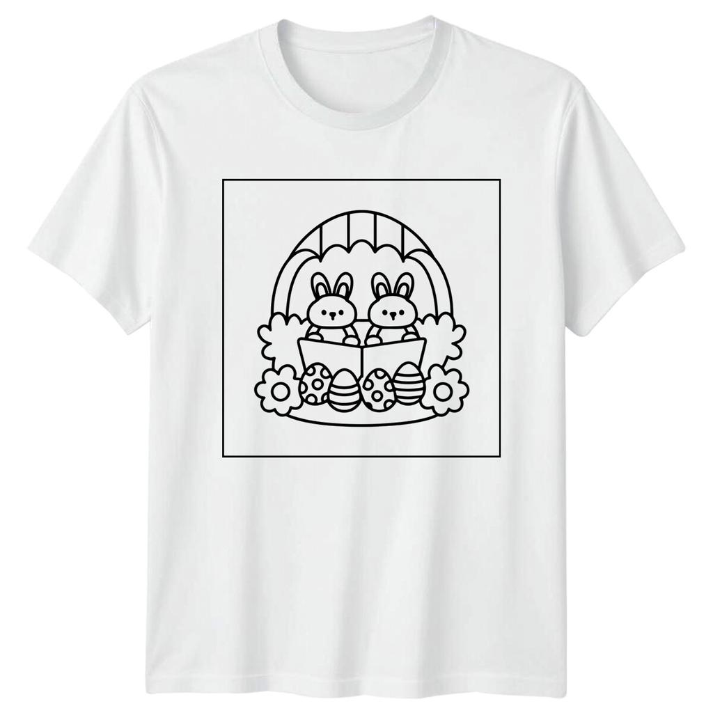 Easter Bunnies Basket Holiday Unisexs TShirt Ladies Tee Graphic Unisex Top