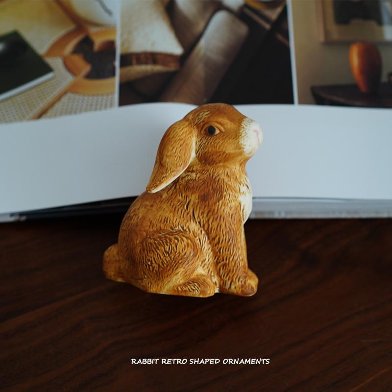 Керамическая скульптура в форме кролика, украшения для животных, статуэтки для дома, ретро-украшения в виде животных, поделки, миниатюры, статуэтки