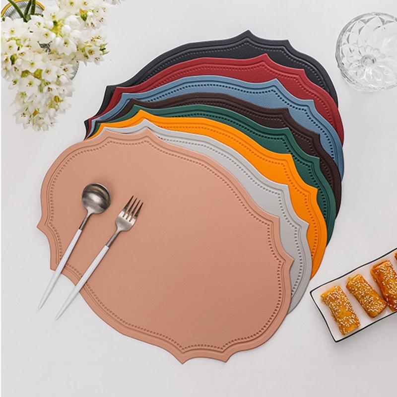 PVC Place Mats Kitchen Dining Table Mats Steak Pad Anti-scalding Insulation Pads INS Style Oval Shaped for Home Kitchen