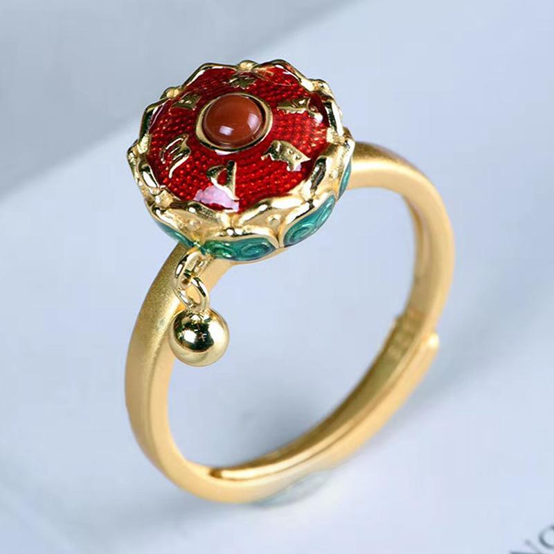 Design nou, retro, șase caractere, mantra, inel spinner, inel simplu creativ budist chinezesc pentru femei, inele reglabile