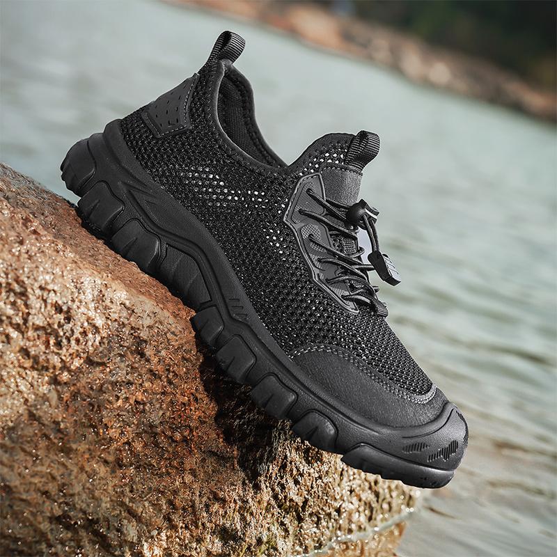 Yazlık Erkek Oyuk Deri Sandaletler Plaj Sandaletleri Burunlu Açık Hava Spor Ayakkabıları El Yapımı File Ayakkabılar