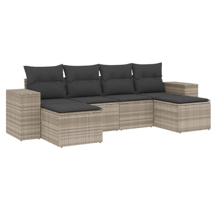 VidaXL Garden Lounge Set with Cushions 6 Pcs, Patio Sofas, Patio Furniture Set, Outdoor Furniture, Grey 3255259
