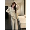 Koreanisches Haus lockere lässige Modehose Damen einfache Wind Entspannung Kurzarm + Weitbein Hose Zweiteiliges Set