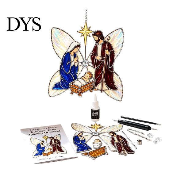 Window Suncatcher DIY Project Christian Kit, Stained Glass Style Religious Sun Catcher, Complete Assembly Set Iridescent Hanging Ornament for
