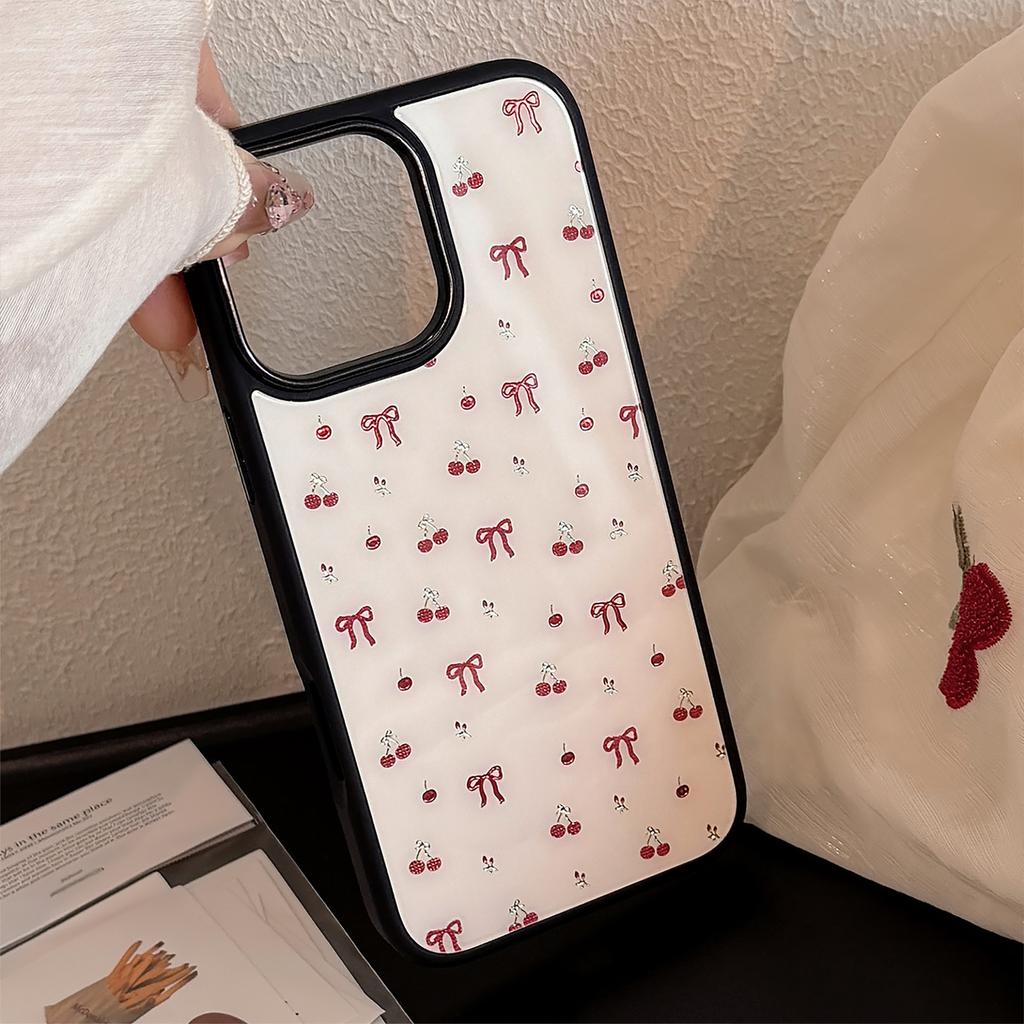 Gilded Ins Cherry Iphone16 Apple 15promax Phone Case 13/14 Glass 12 Suitable 16 High End Hard