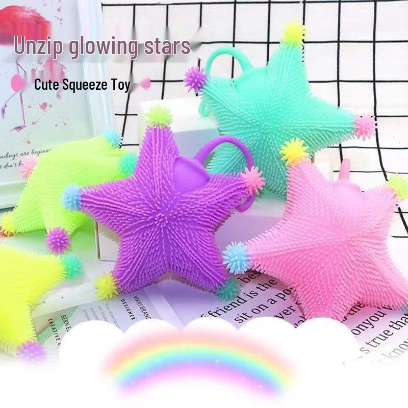 

Creative Glowing Starfish Pompom Squishy Stress Relief Cartoon Toy