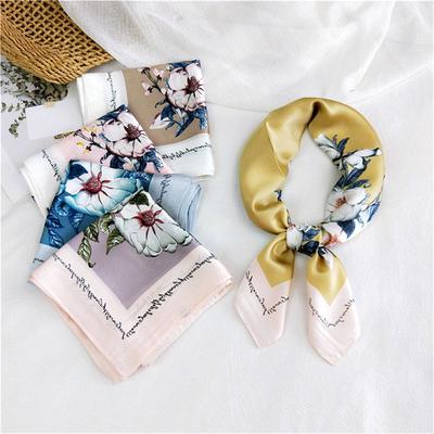Blumenmuster Kopftuch Halstücher Damen 70CM Quadratisches Stirnband Hijab Schal Für Damen EMA