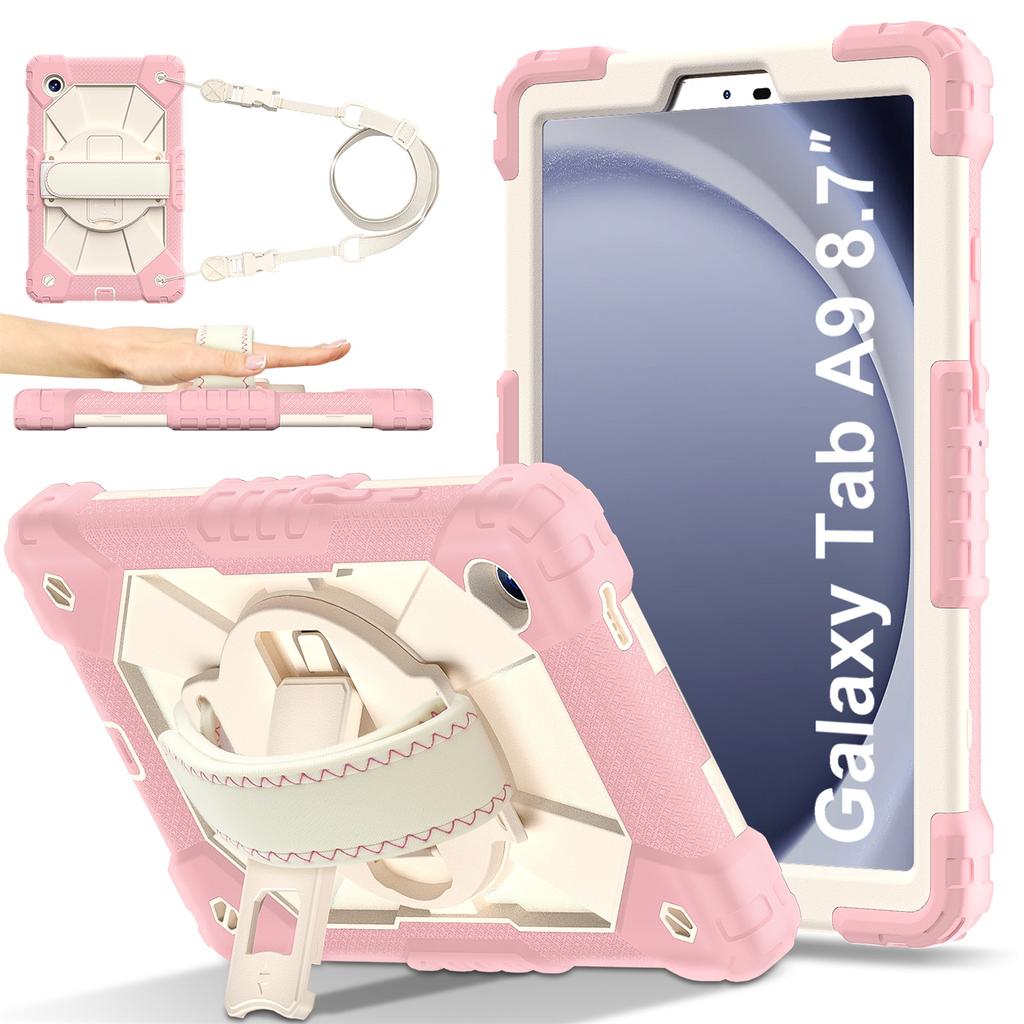 Para Samsung Galaxy Tab A9 Samsung Galaxy Tab A9+ Alça de ombro Design 360° Rotação Suporte de proteção resistente Anti-knock Capa à prova de choque
