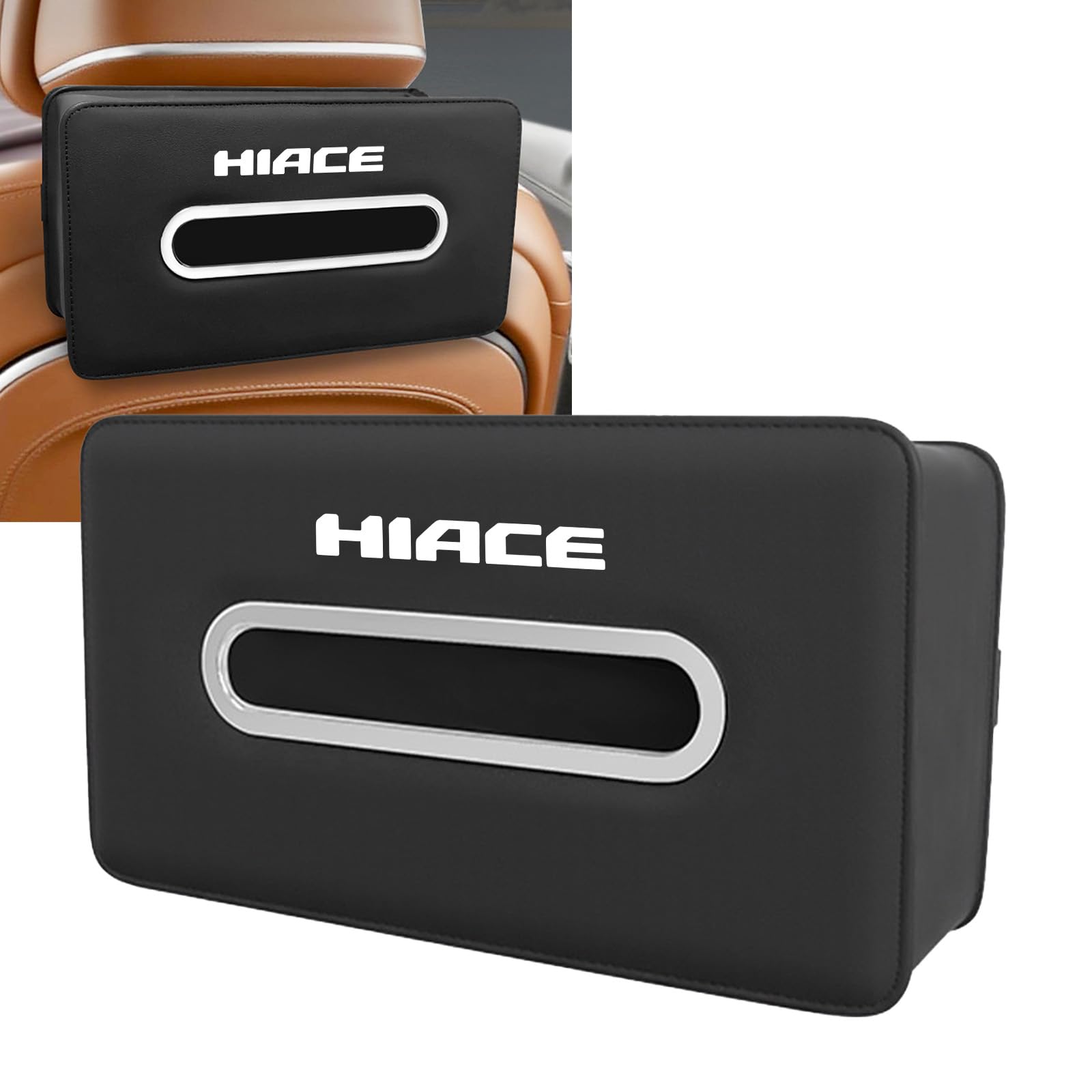 XIBUSANA Car Tissue Foldable Tissue Convenient for Car Fits Seat Compatible with HIACE Leather Storage Tissue Easy Black Case, Box, Storage, Backs,