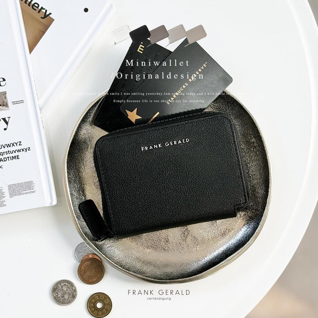 FRANK GERALD Mini Wallet, Bifold, Large Capacity, Rust-Resistant Zipper, Coin Case, Box-Shaped, Accordion-Like, Card Case, for Men and Women