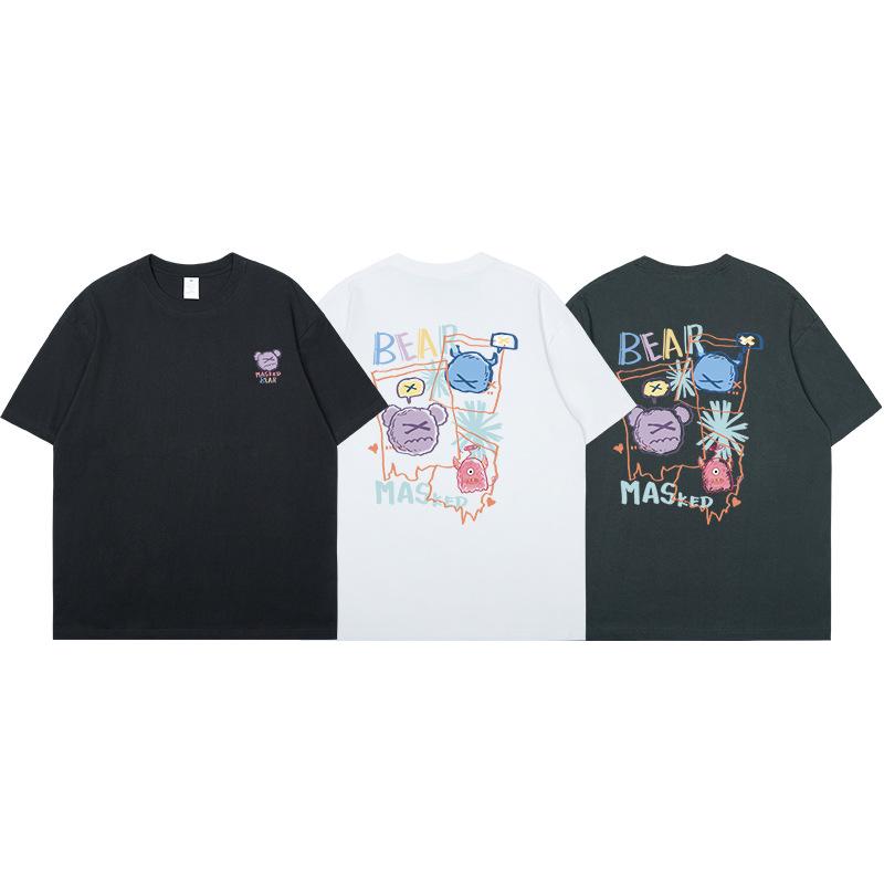 

012368 Летняя хлопковая футболка с короткими рукавами и принтом