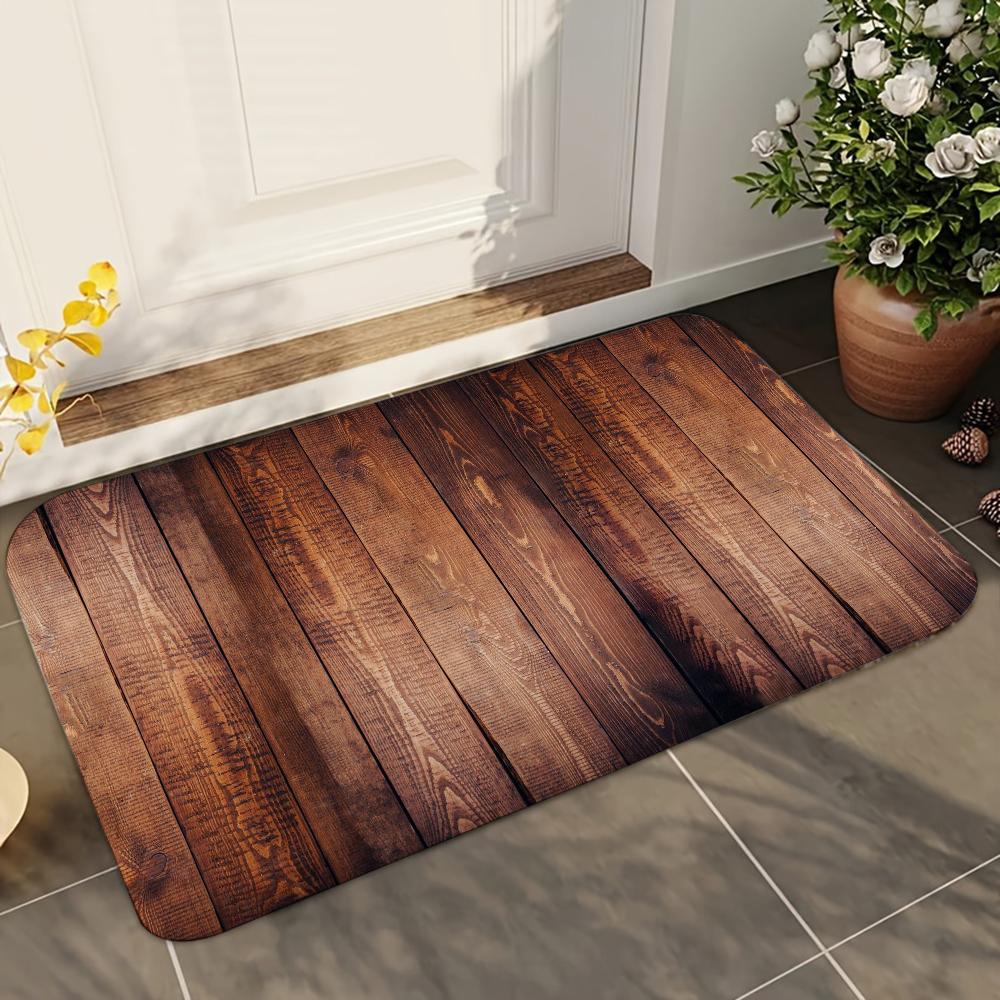 1pc Beautiful Wood Bathroom Absorbent Mats Anti-Slip Mats Home Decor Supplies Carpets Home Kitchen Floor Mats