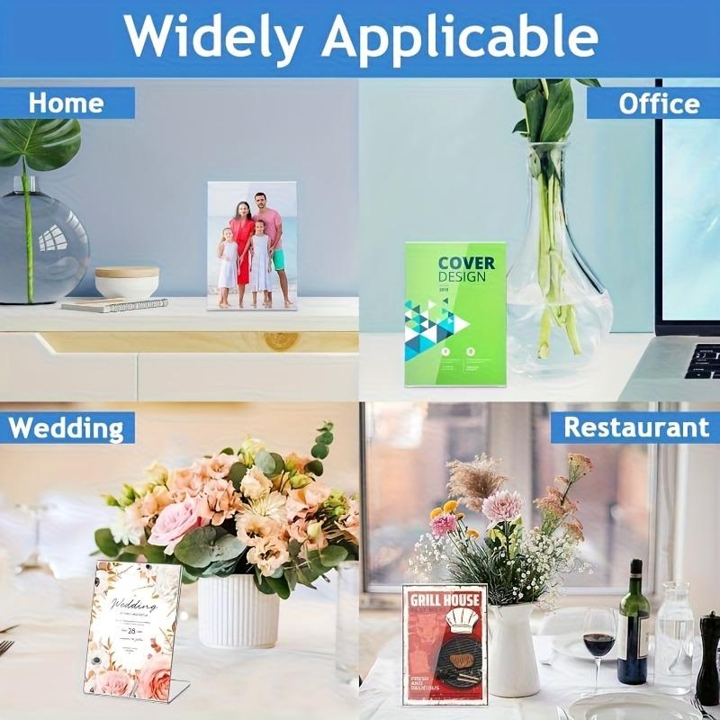 14-piece set of acrylic stand-up holders, transparent photo frames for upright and angled display, menu table stands, suitable for desktop displays