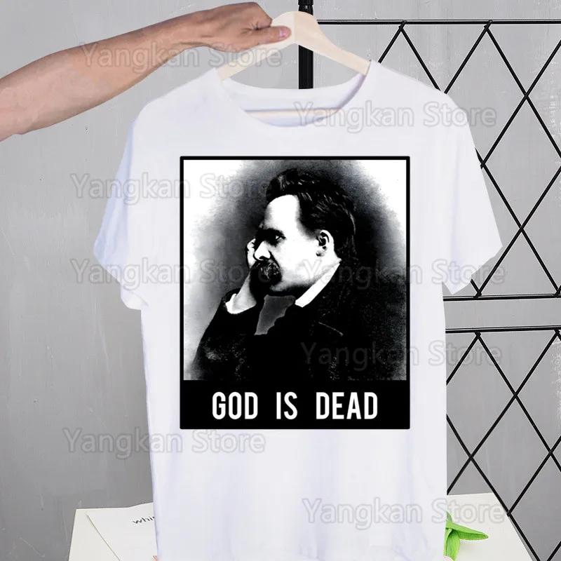 Gott ist tot Friedrich Nietzsche Nihilist T-Shirts Tees Shirt Tops Design Kurzärmlig Harajuku Mann Ästhetisch Anime T-Shirt