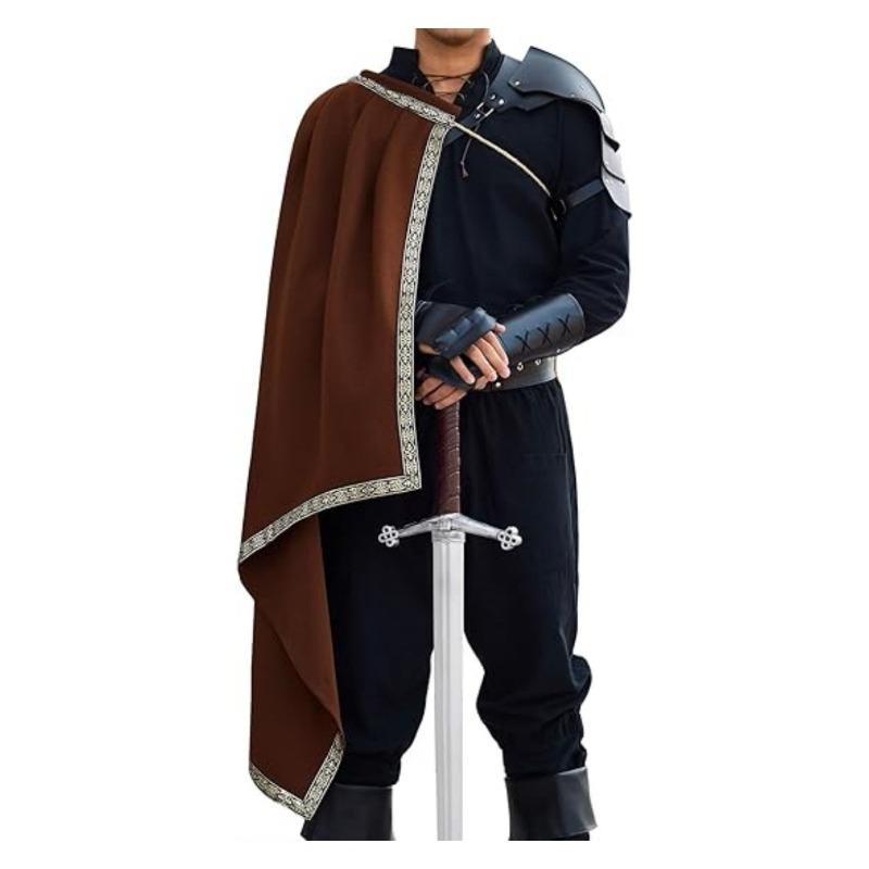 Medieval Vintage Half Shoulder Cape Renaissance Costume Cloak for Halloween Performance M синий